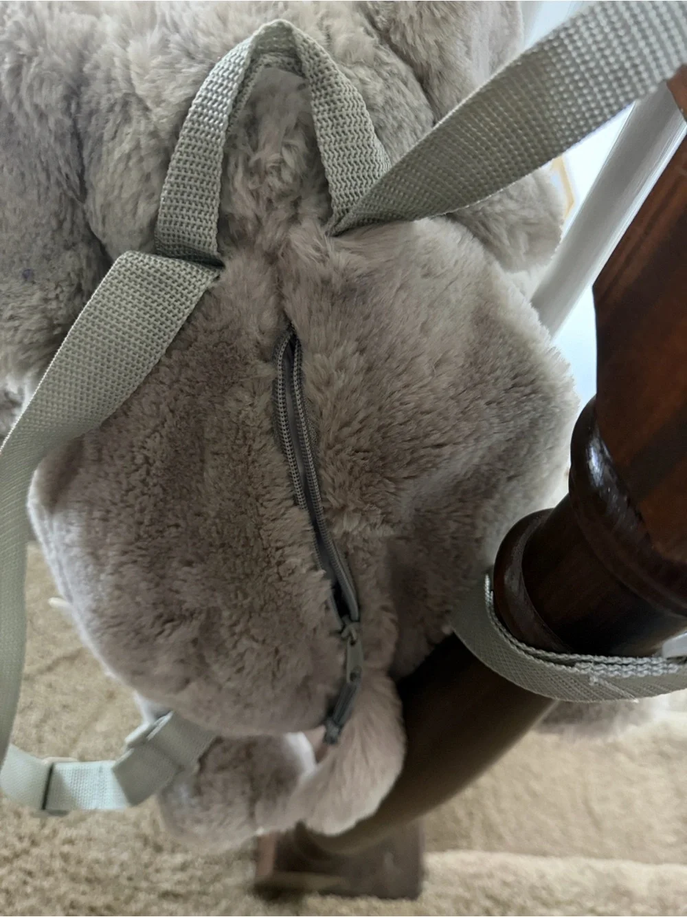 Plush Elephant Kids Backpack in Light Gray - Soft Stuffed Animal Bag
